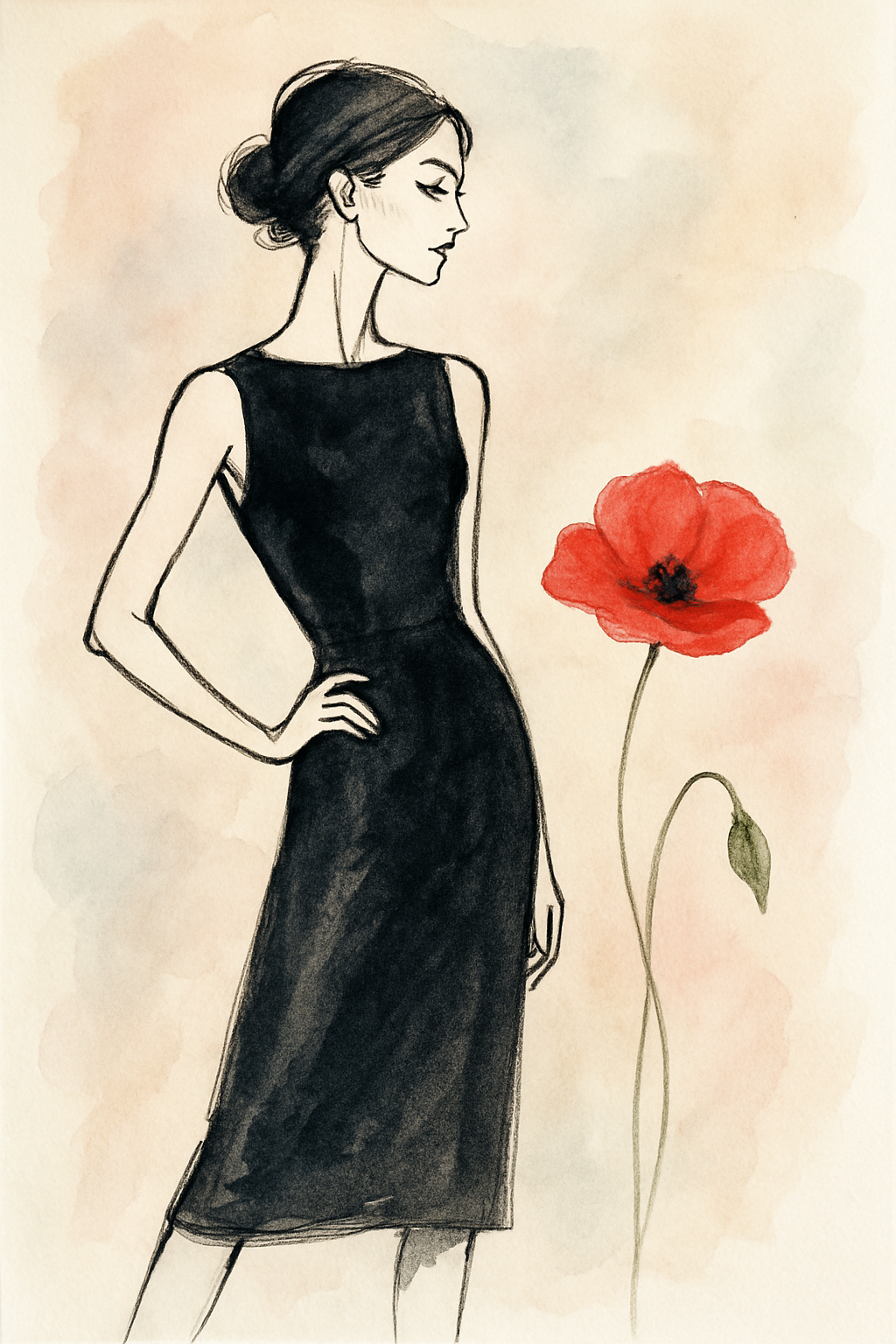 Femme résiliente avec coquelicot